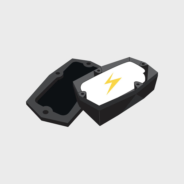 Graphic of an open Gemstone GPS tracker with a battery inside