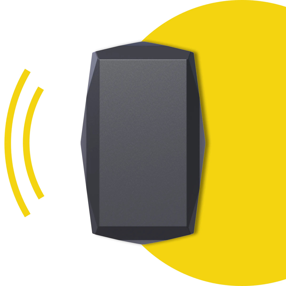 Gemstone GPS tracker shown against yellow connection circle. 